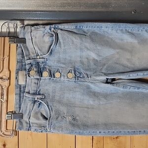 Mother Ankle Frayed Jeans Women's Size 24 Distressed Button Down